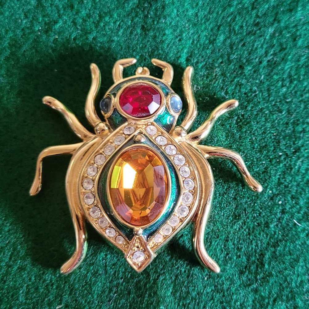 Large Vtg Kenneth J Lane Spider Brooch - image 1